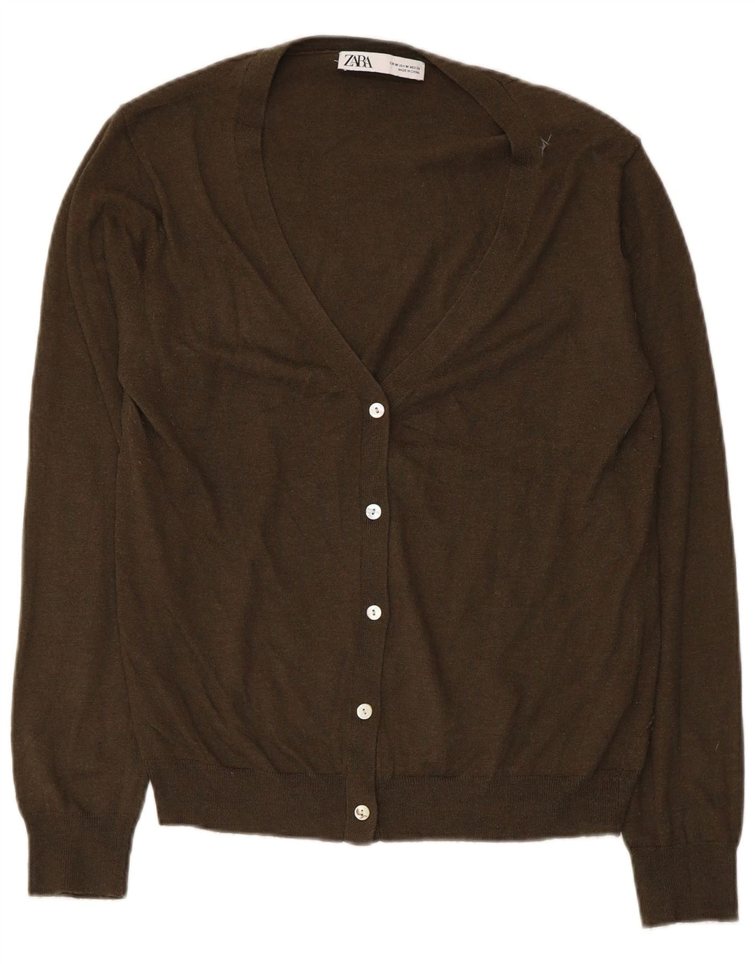Zara Womens Cardigan Sweater UK 12 Medium Khaki