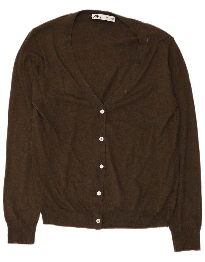 Zara Womens Cardigan Sweater UK 12 Medium Khaki