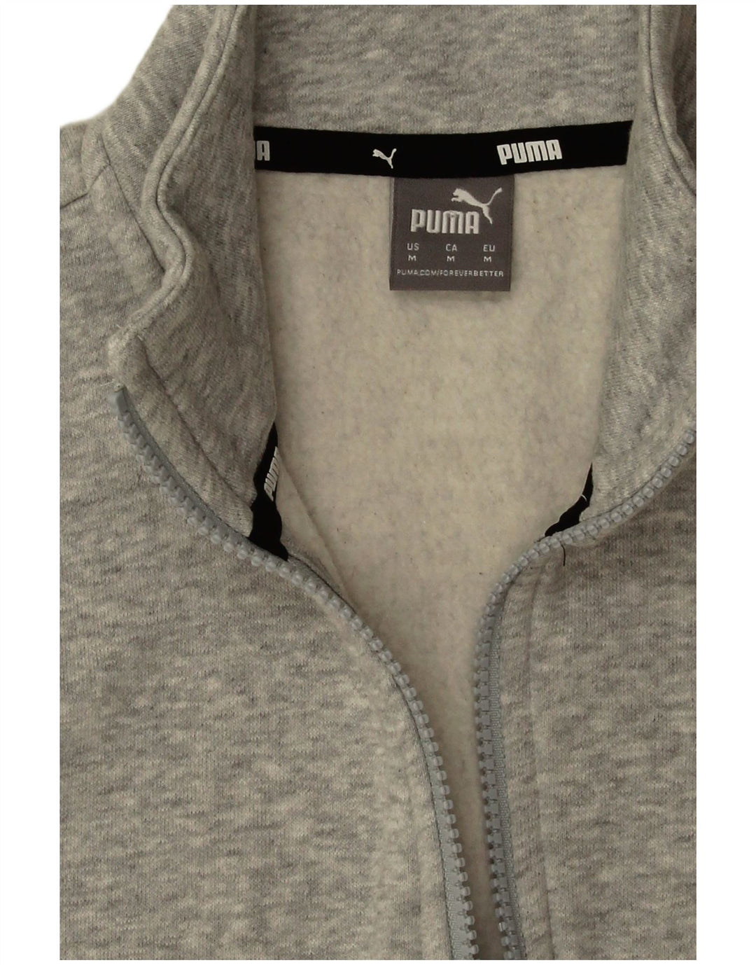 Puma Womens Zip Neck Sweatshirt Jumper UK 14 Medium Grey Cotton