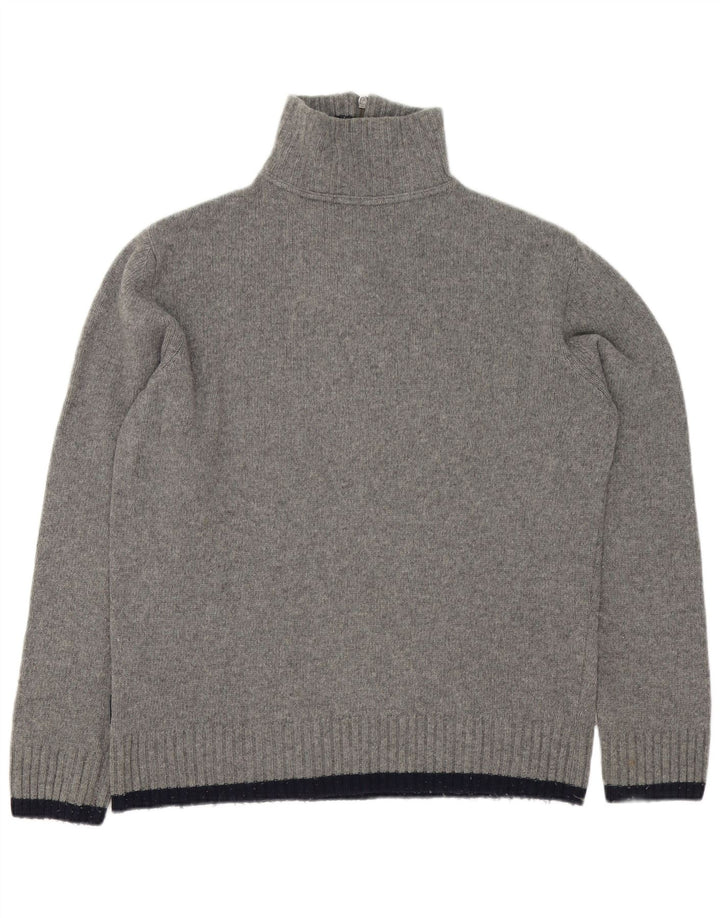 Woolrich Mens Graphic Zip Neck Jumper Sweater XL Grey Wool