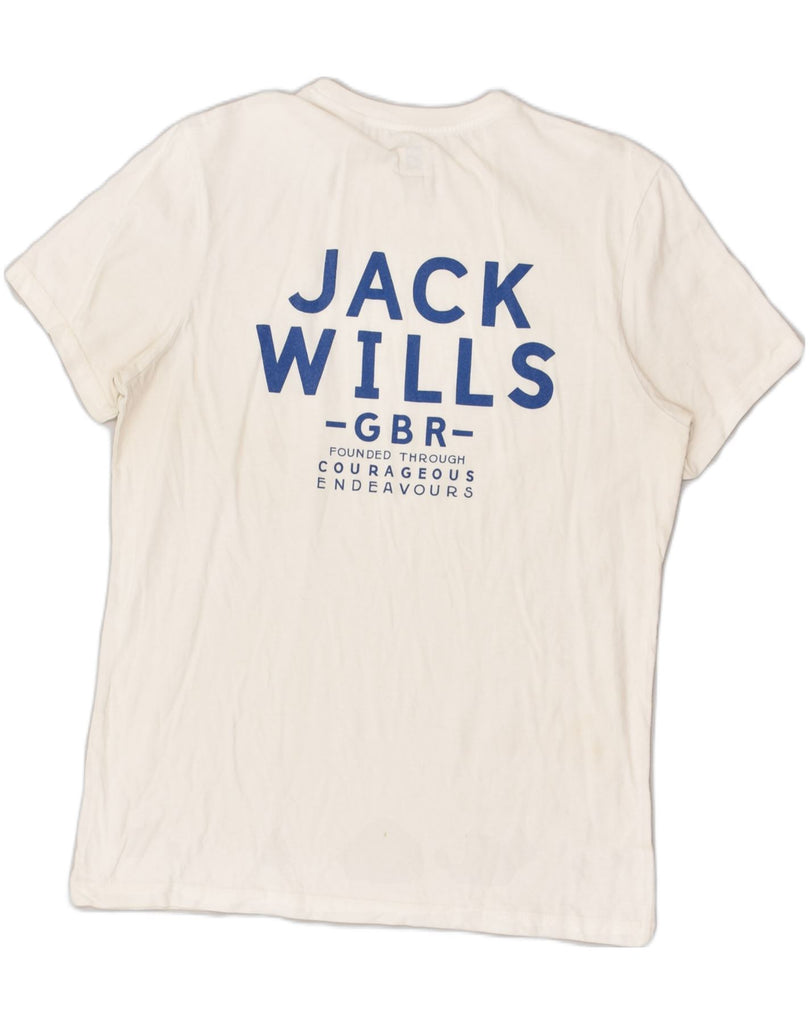 JACK WILLS Mens Graphic T-Shirt Top Small Off White | Vintage Jack Wills | Thrift | Second-Hand Jack Wills | Used Clothing | Messina Hembry 