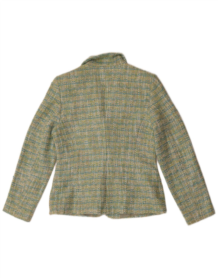 Vintage Womens 3 Button Blazer Jacket IT 40 Small Green Check Polyester