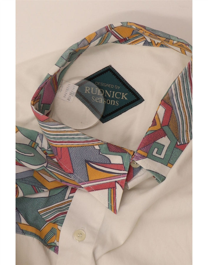 Rudnick Mens Shirt 2XL White Geometric Cotton