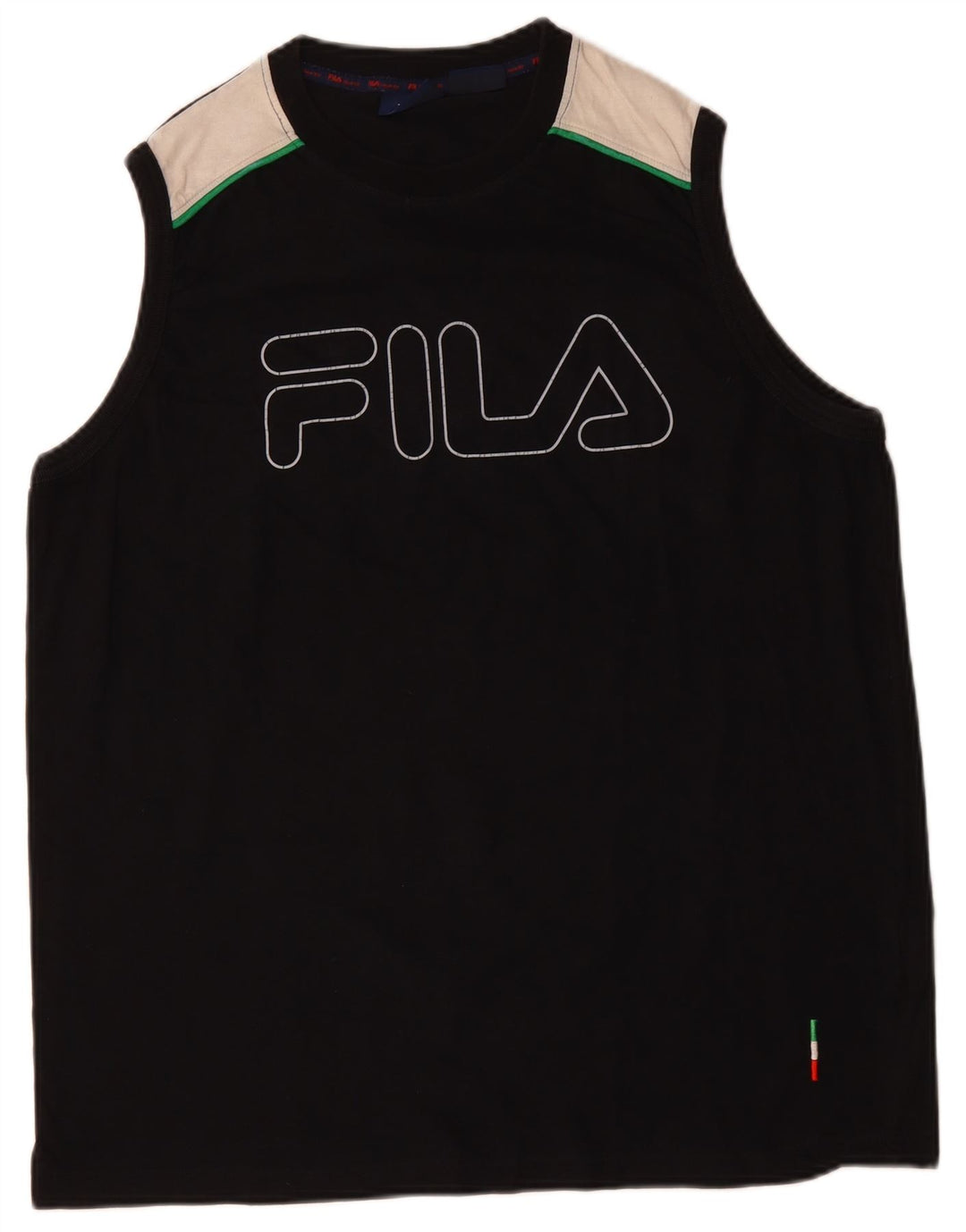 FILA Mens Graphic Vest Top XL Black Colourblock Cotton