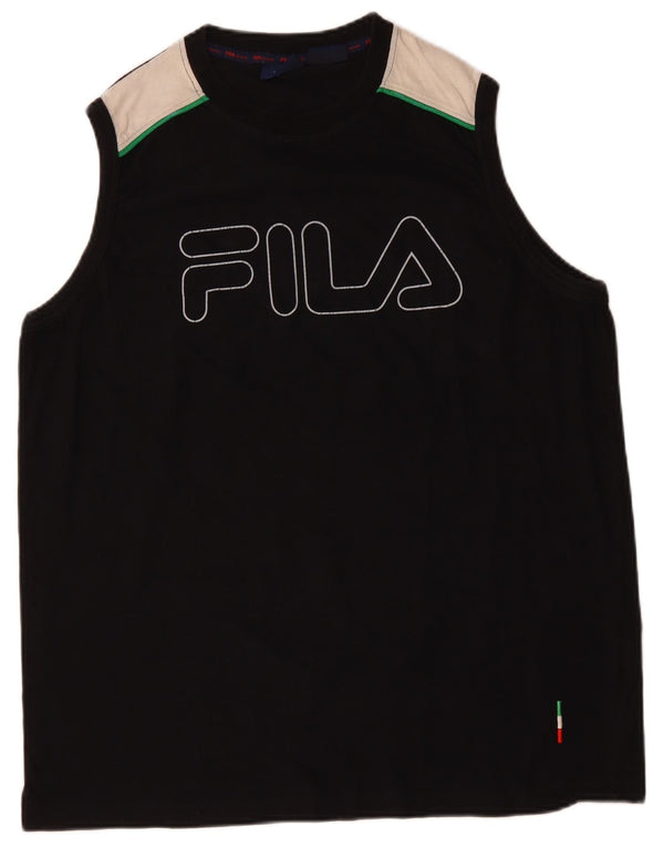 FILA Mens Graphic Vest Top XL Black Colourblock Cotton