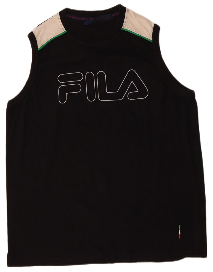 FILA Mens Graphic Vest Top XL Black Colourblock Cotton