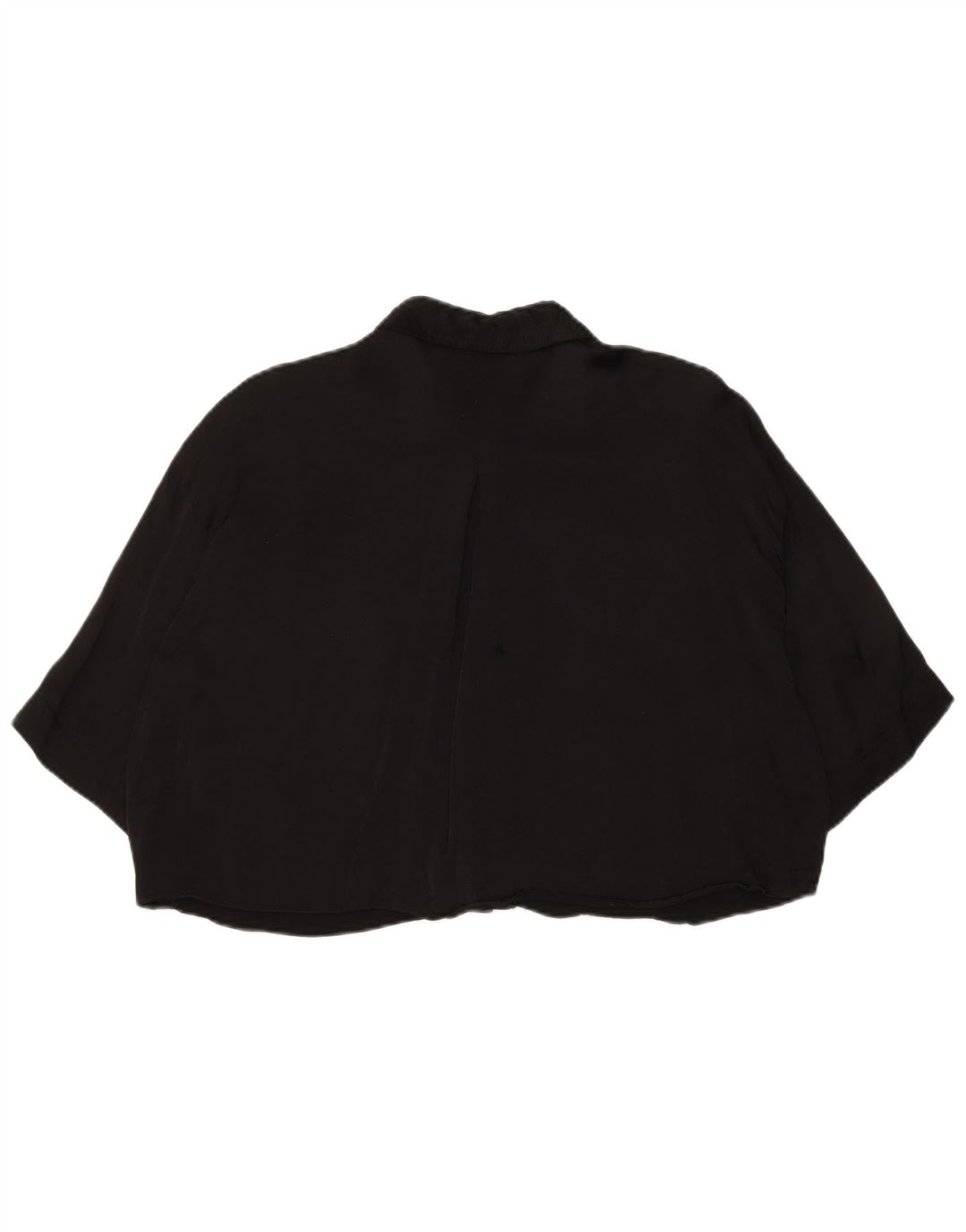 Zara Womens Oversized 3/4 Sleeve Crop Shirt Blouse UK 14 Medium Black