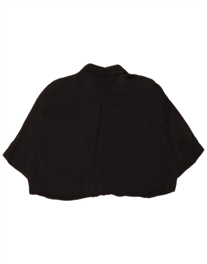 Zara Womens Oversized 3/4 Sleeve Crop Shirt Blouse UK 14 Medium Black