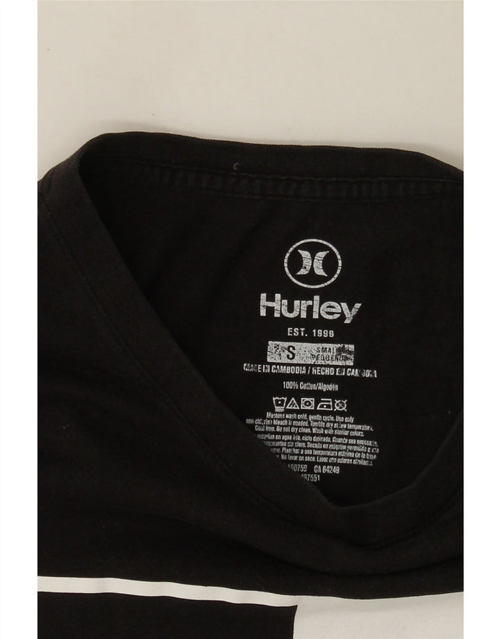 Hurley Mens Graphic T-Shirt Top Small Black Cotton