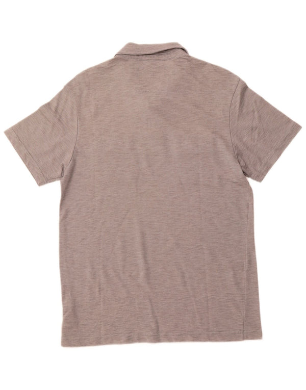 GUESS Mens Military Polo Shirt Large Grey Pinstripe Cotton