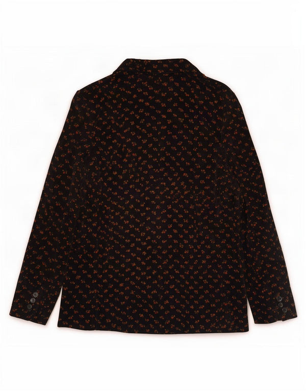 Vintage Womens 3 Button Velvet Blazer Jacket IT 48 XL Black Floral