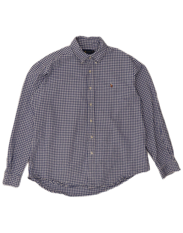 Ralph Lauren Mens Shirt XL Blue Gingham Cotton