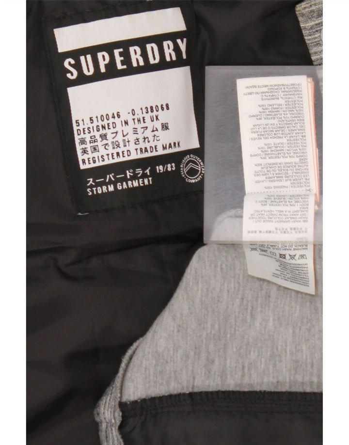 SUPERDRY Womens Hooded Padded Jacket UK 12 Medium Grey Colourblock