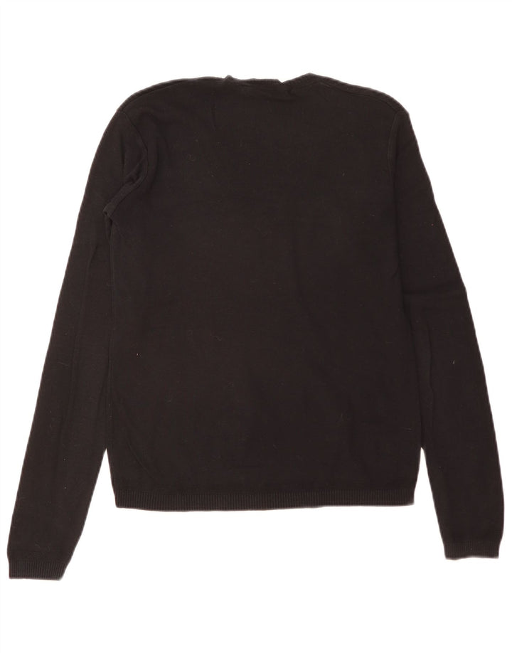 Benetton Womens V-Neck Jumper Sweater UK 12 Medium Black