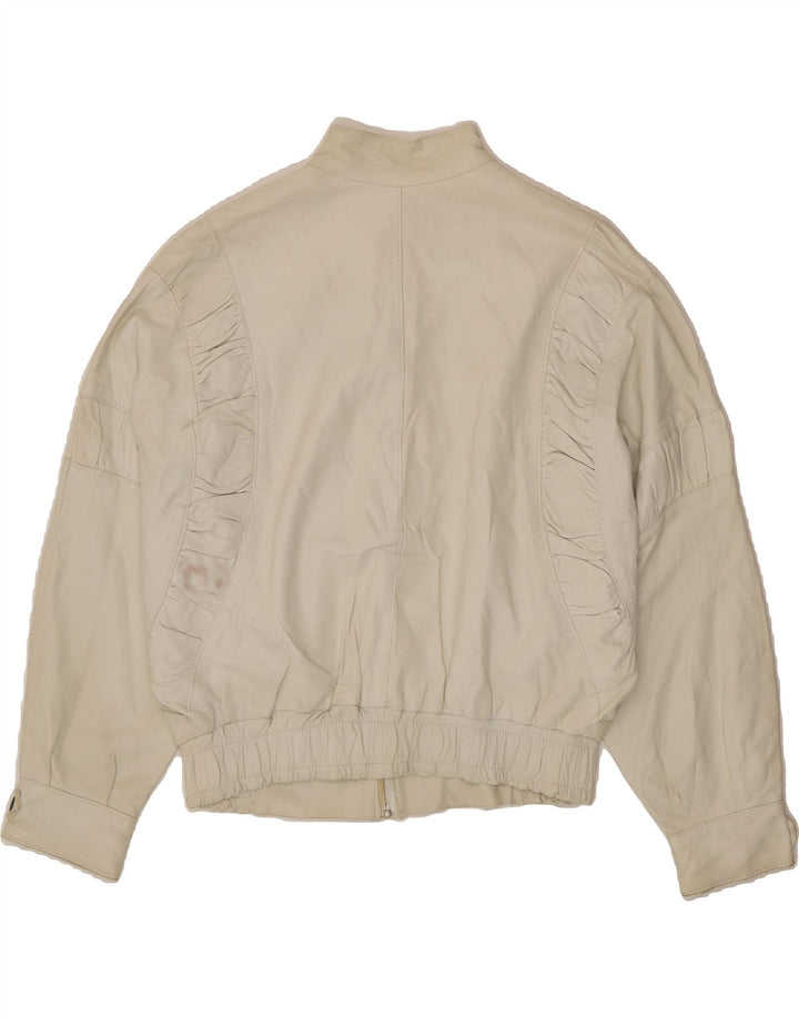 VINTAGE Womens Leather Jacket UK 16 Large White Leather Vintage Vintage and Second-Hand Vintage from Messina Hembry 