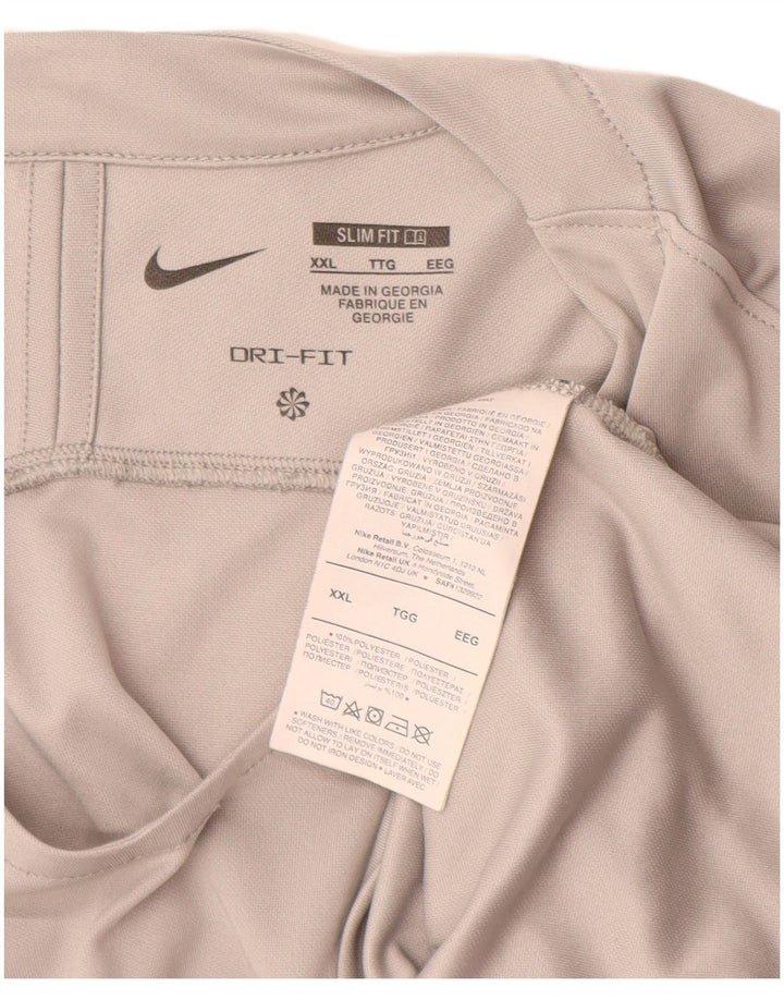 Nike Mens Dri Fit Slim Fit Top Long Sleeve 2XL Grey Polyester