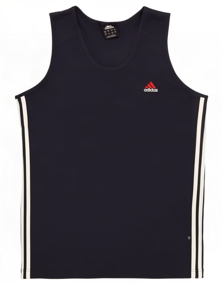 Adidas Mens Vest Top UK 42/44 Large Navy Blue Polyester