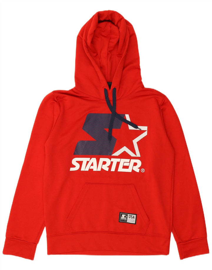 STARTER Mens Graphic Hoodie Jumper Small Red Polyester