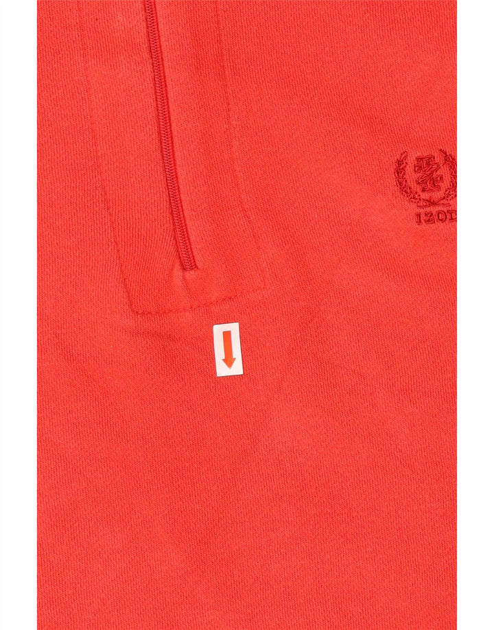 Izod Mens 1/4 Zip Sweatshirt Jumper Small Red Cotton