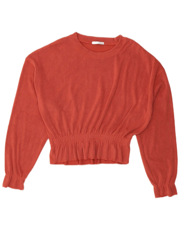 Zara Womens Oversized Crop Long Sleeve Blouse Top UK 10 Small Orange