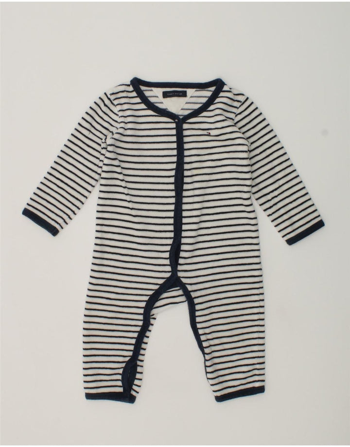 TOMMY HILFIGER Boys Long Sleeve Playsuit 6-7 Years White Striped Cotton | Vintage Tommy Hilfiger | Thrift | Second-Hand Tommy Hilfiger | Used Clothing | Messina Hembry 