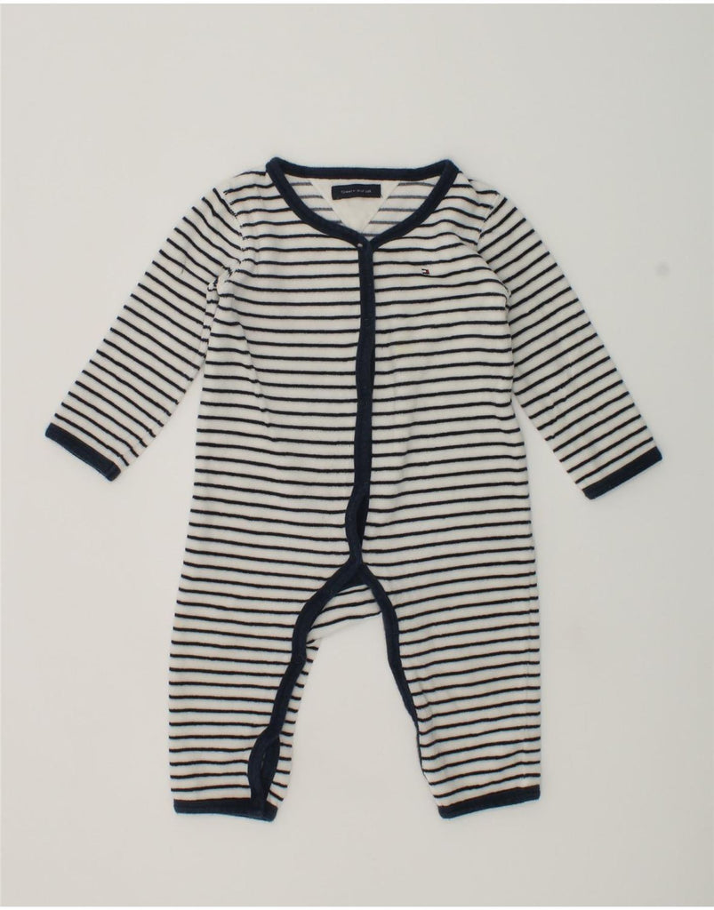 TOMMY HILFIGER Boys Long Sleeve Playsuit 6-7 Years White Striped Cotton | Vintage Tommy Hilfiger | Thrift | Second-Hand Tommy Hilfiger | Used Clothing | Messina Hembry 