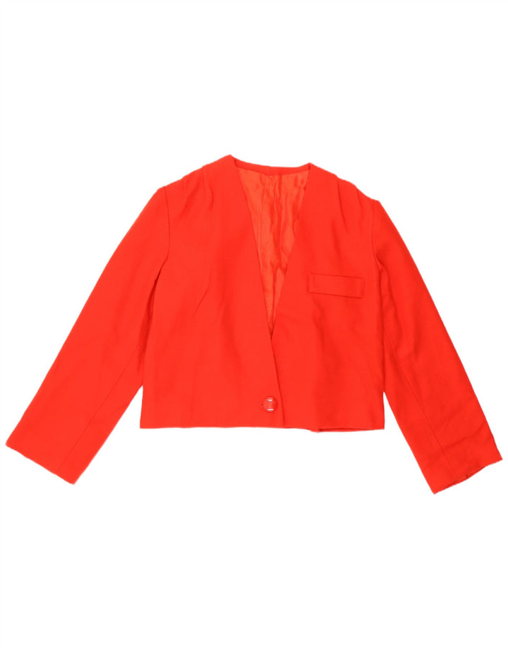 Vintage Womens 1 Button Crop Blazer Jacket UK 8 Small Red