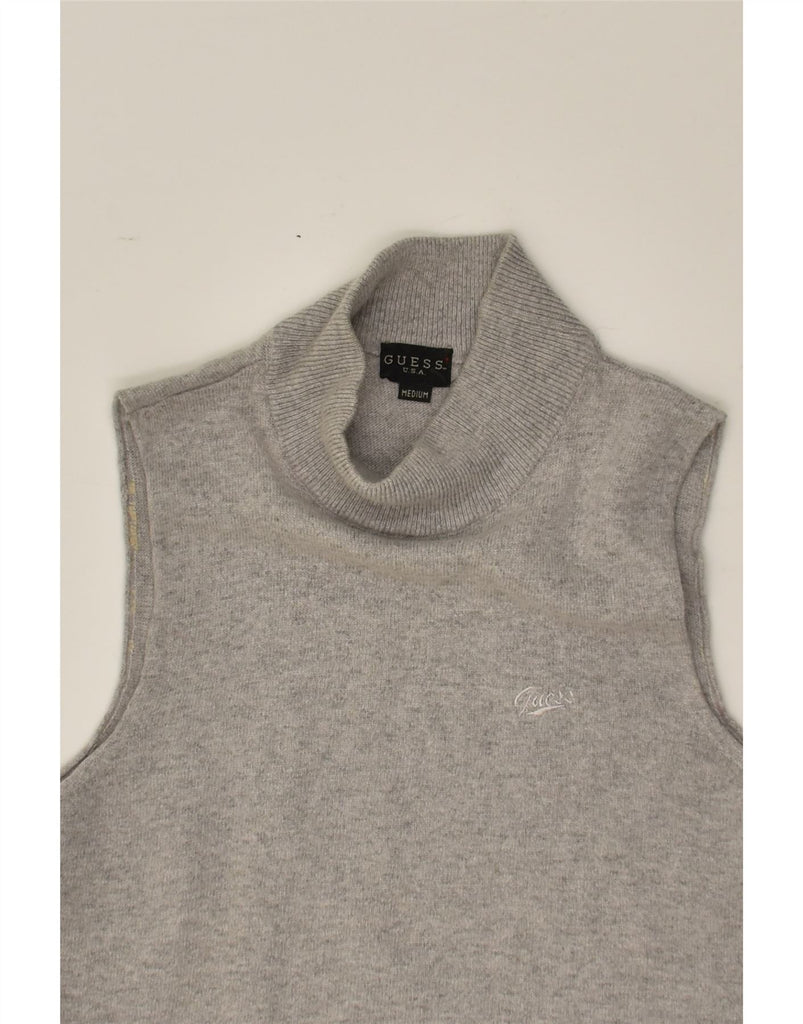 GUESS Womens Sleeveless Turtle Neck Jumper Sweater UK 12 Medium Grey | Vintage Guess | Thrift | Second-Hand Guess | Used Clothing | Messina Hembry 