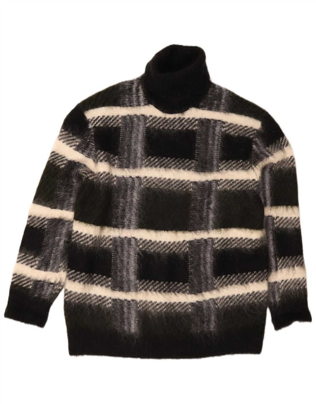 Cos Womens Oversized Roll Neck Jumper Sweater UK 14 Medium Black Plaid
