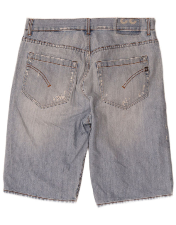 Dondup Mens Distressed Denim Shorts W33 Medium Blue Cotton
