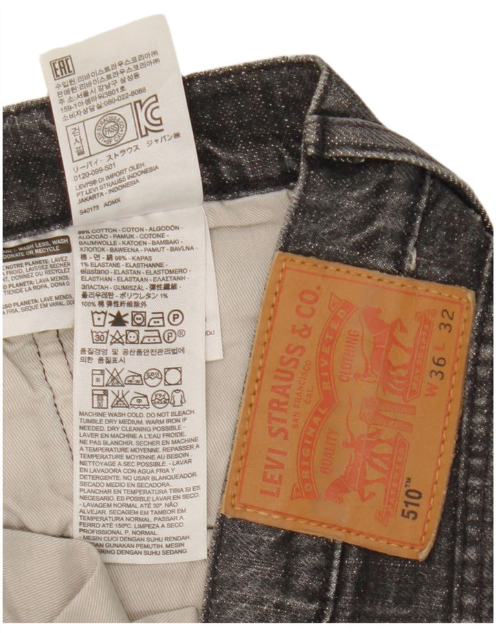 Levi's Mens 510 Skinny Jeans W36 L29 Grey Cotton
