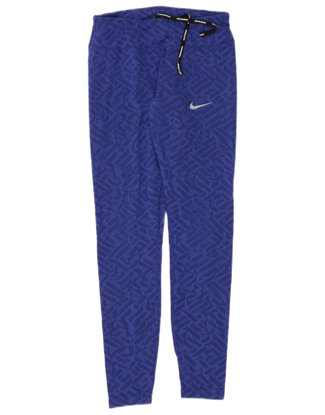 NIKE Womens Dri Fit Leggings UK 10 Small  Blue Geometric Nylon