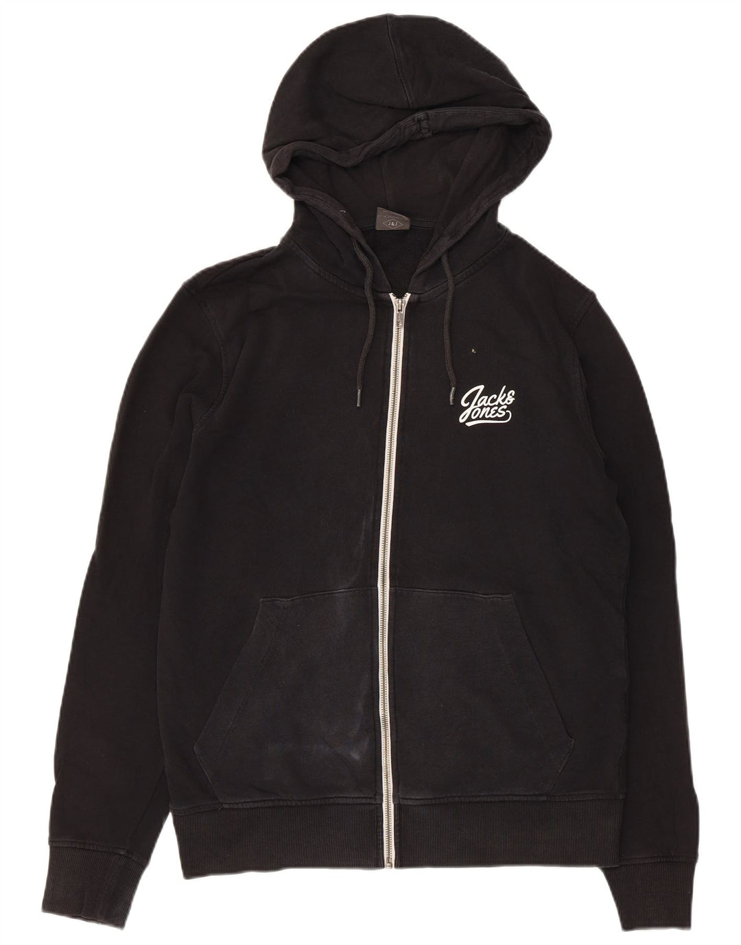 Jack & Jones Mens Zip Hoodie Sweater Medium Black Cotton