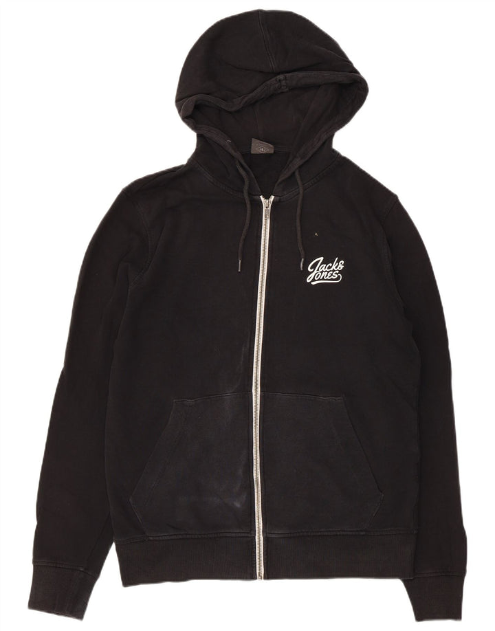 Jack & Jones Mens Zip Hoodie Sweater Medium Black Cotton