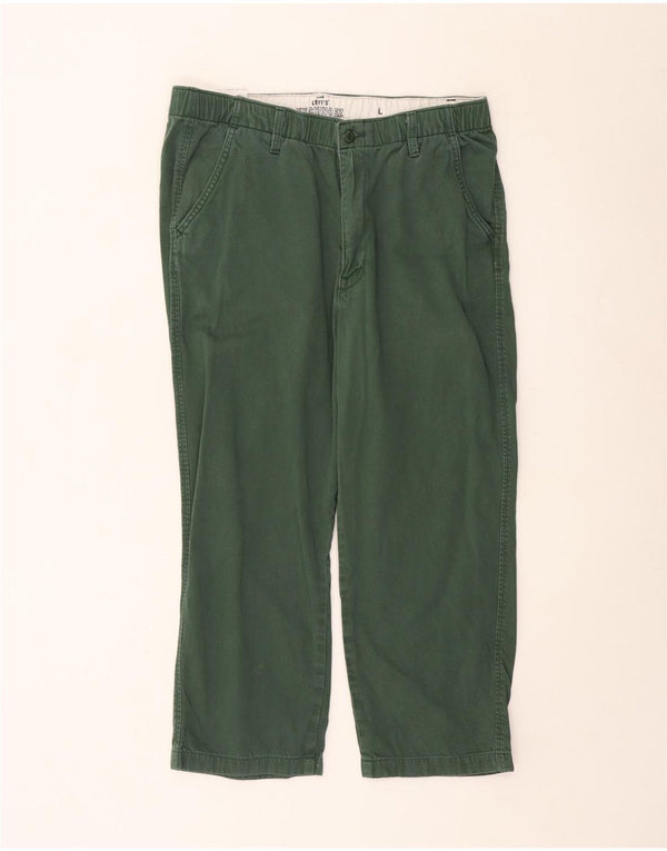 Levi's Mens Straight Crop Chino Trousers Large W34 L24 Green Cotton