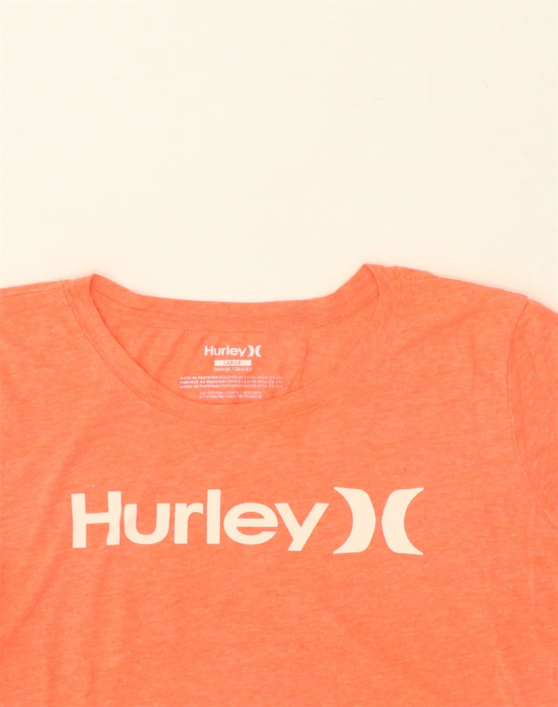 HURLEY Womens Graphic T-Shirt Top UK 14 Large Orange Cotton | Vintage Hurley | Thrift | Second-Hand Hurley | Used Clothing | Messina Hembry 