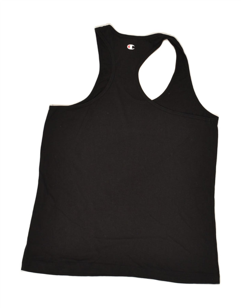 CHAMPION Womens Slim Graphic Vest Top UK 14 Large Black Vintage Champion and Second-Hand Champion from Messina Hembry 