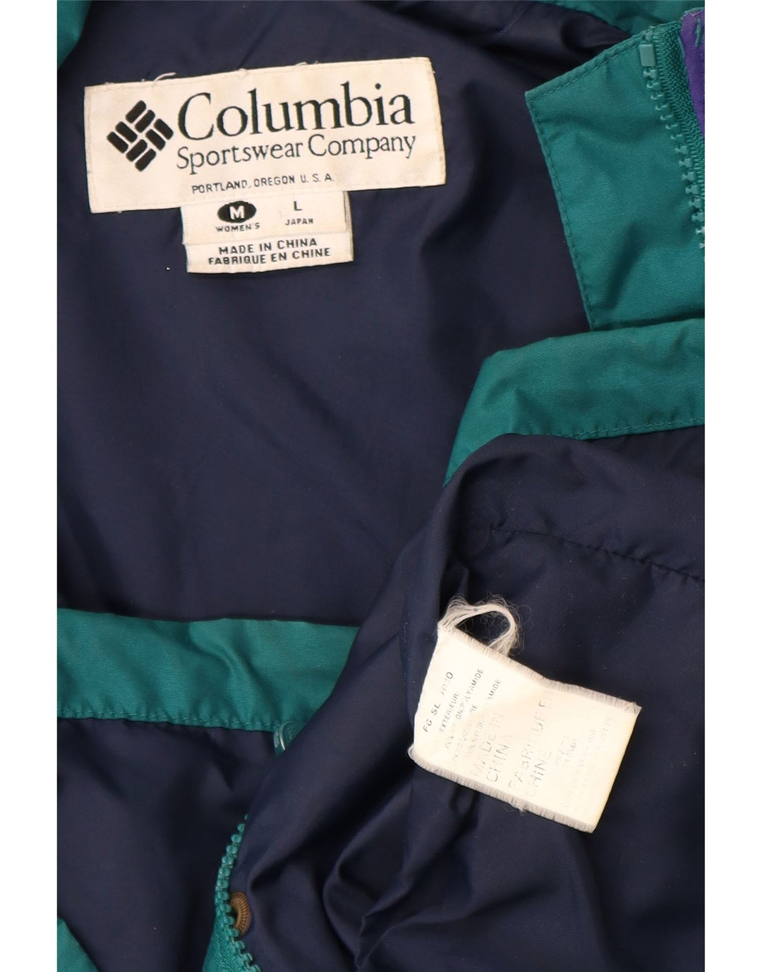 Columbia Womens Oversized Rain Jacket UK 14 Medium Green Colourblock