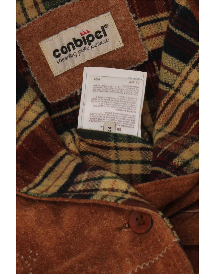 Conbipel Womens Suede Jacket IT 44 Medium Brown Leather