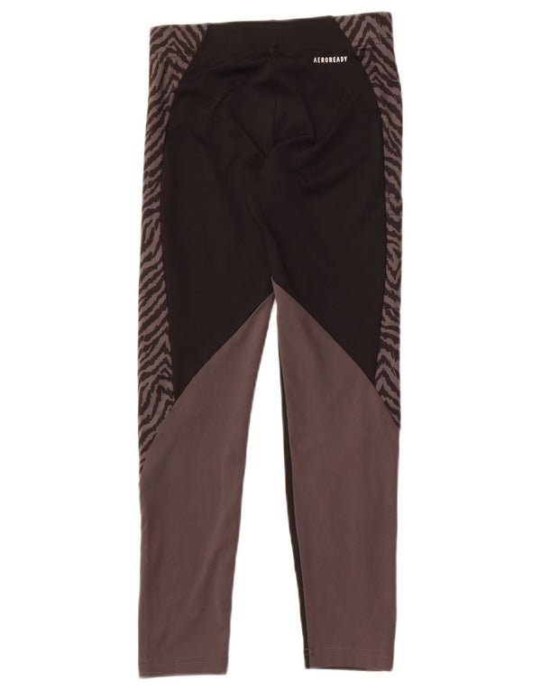 Adidas Girls Aeroready Leggings 9-10 Years  Black Colourblock Polyester