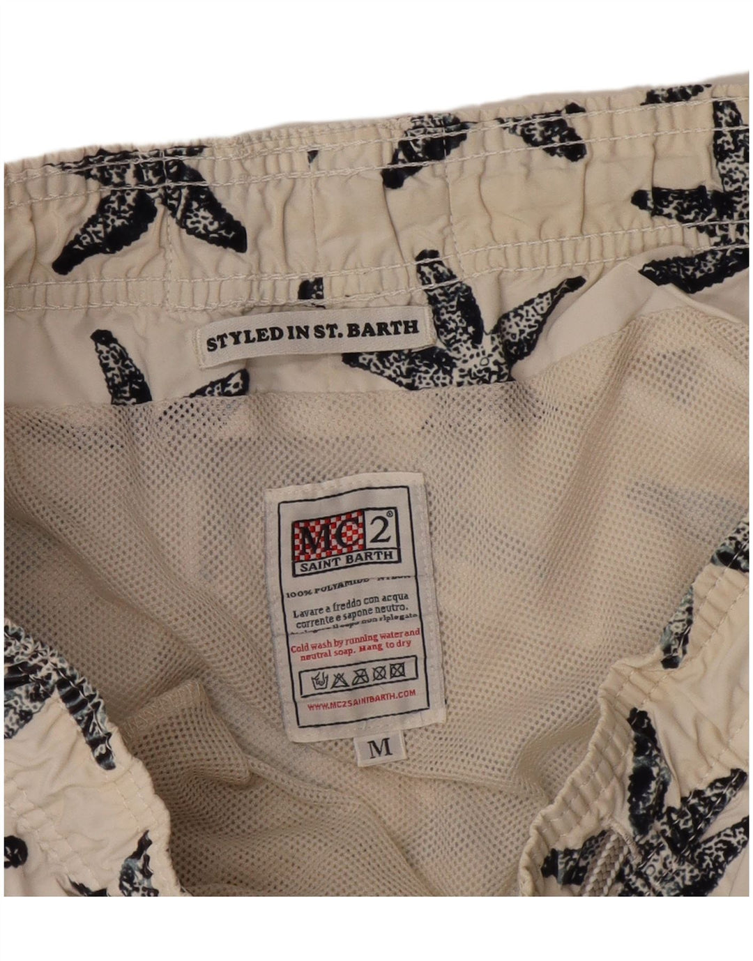 MC2 SAINT BARTH Mens Abstract Pattern Swimming Shorts Medium White