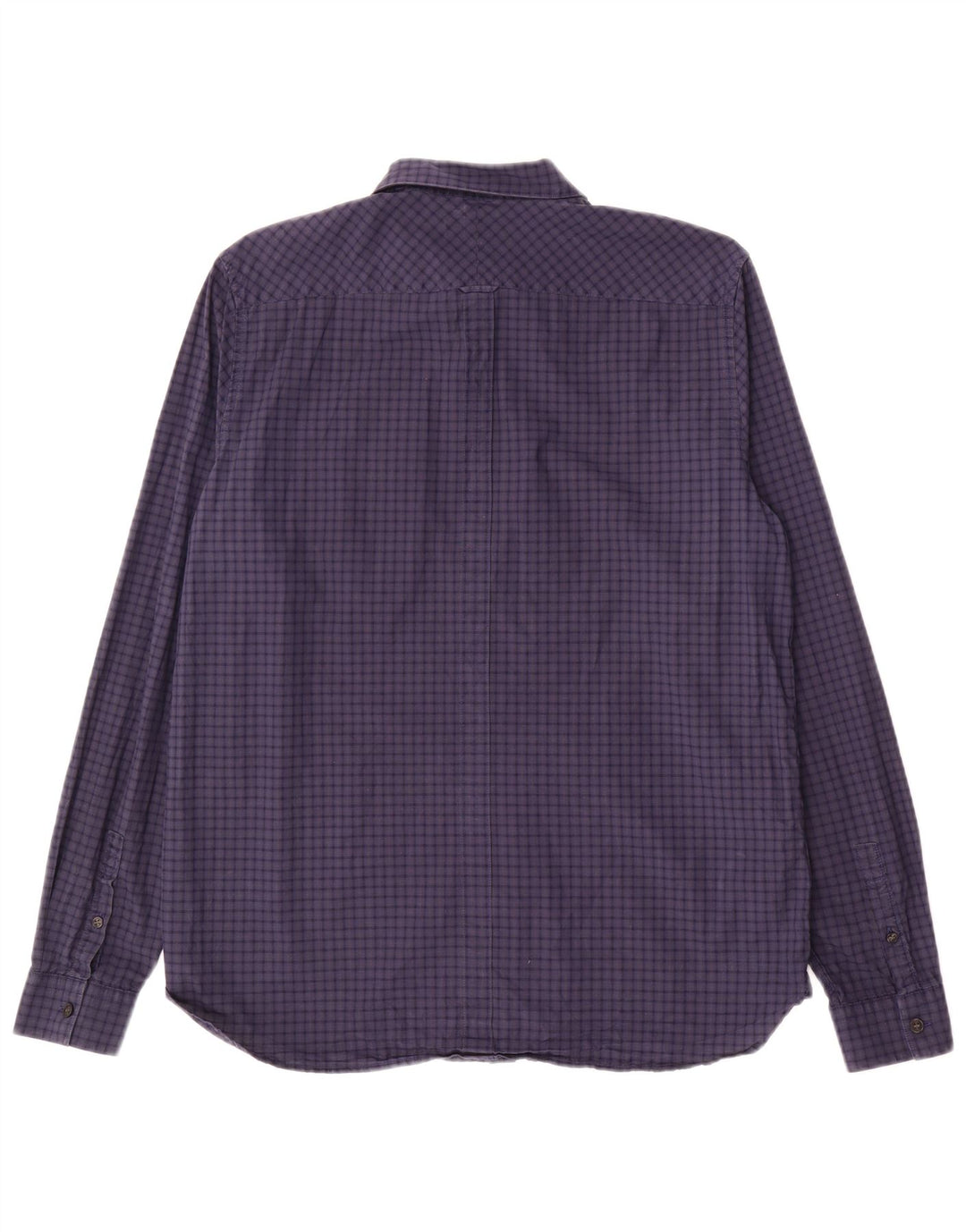 FRED PERRY Mens Shirt Large Navy Blue Gingham Cotton
