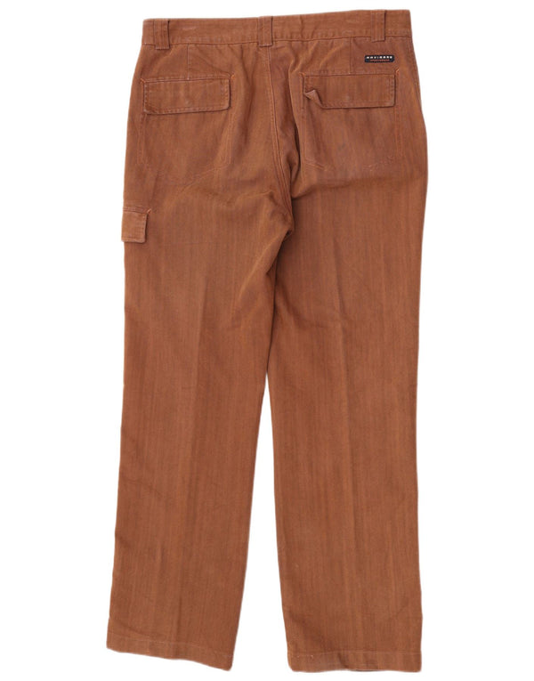 Navigare Mens Straight Cargo Trousers IT 50 Large W32 L30 Brown Herringbone