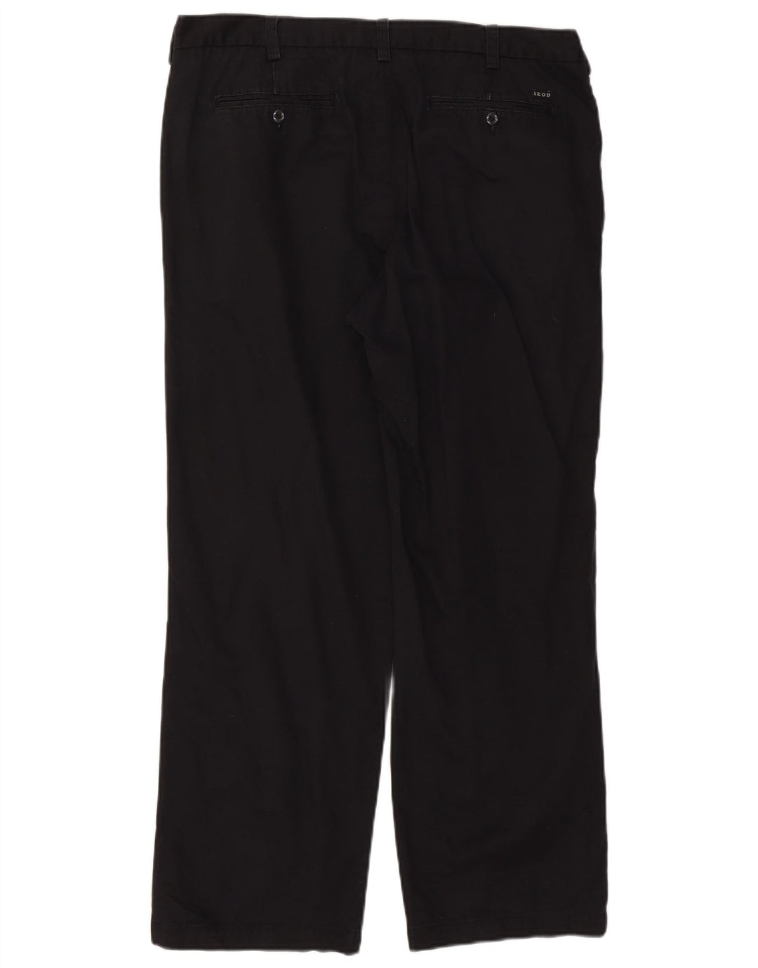 Izod Mens Straight Chino Trousers W38 L32 Black Cotton Classic
