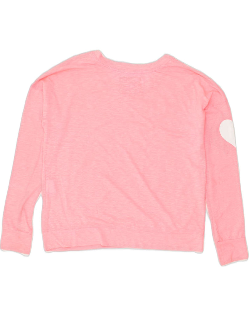 SUPERDRY Womens Graphic Sweatshirt Jumper UK 6 XS Pink Polyester | Vintage Superdry | Thrift | Second-Hand Superdry | Used Clothing | Messina Hembry 