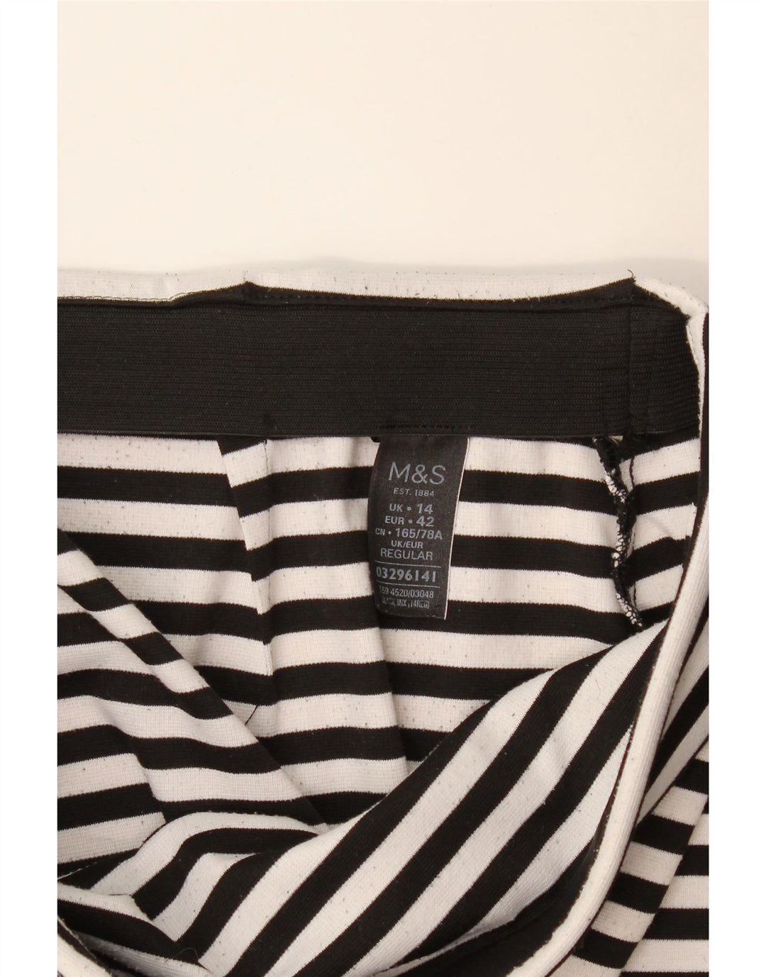 Marks & Spencer Womens Asymmetrical Skirt UK 14 Large W34 Black Striped