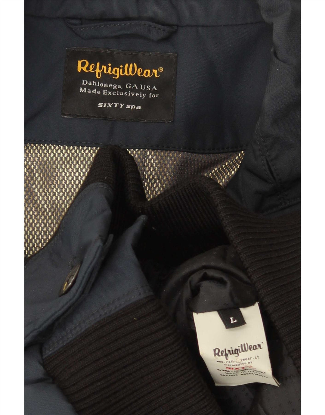 Refrigiwear Mens Bomber Jacket UK 40 Large Navy Blue Colourblock Polyamide