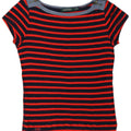 Ralph Lauren Womens T-Shirt Top UK 14 Medium Red Striped