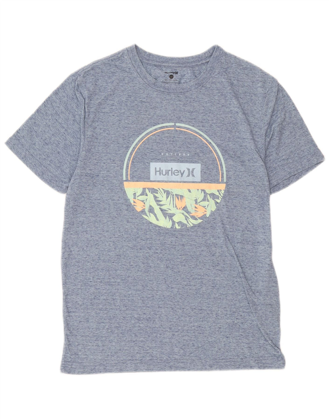 Hurley Mens Graphic T-Shirt Top Small Blue Flecked Polyester