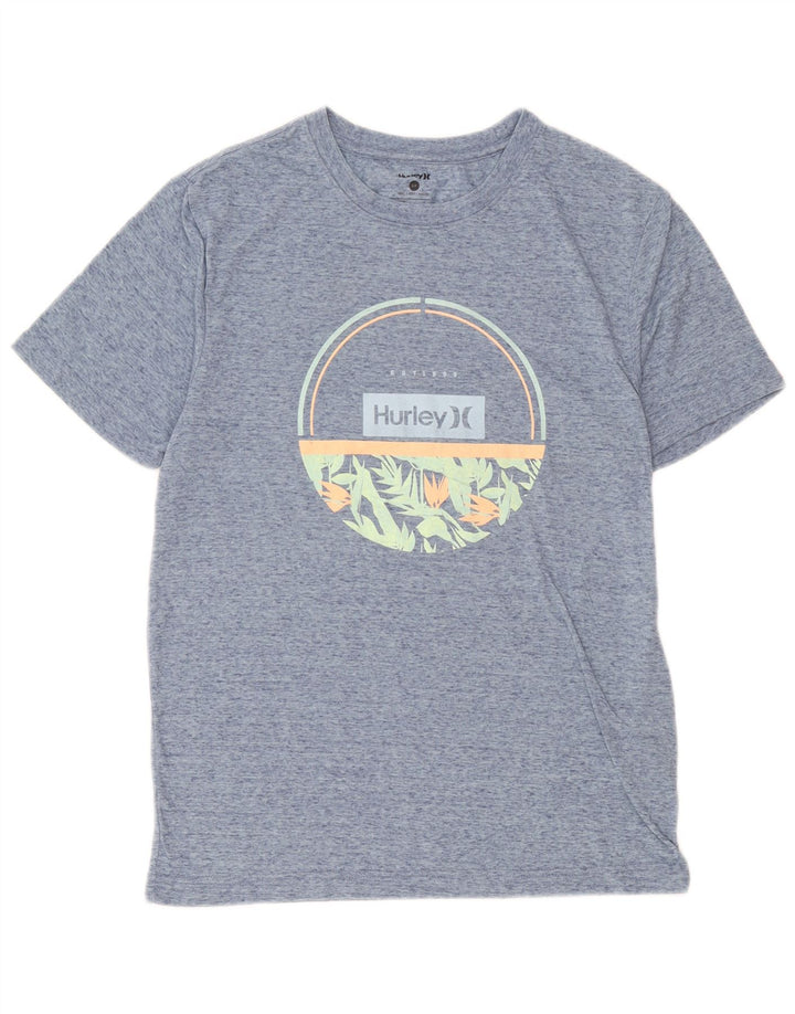 Hurley Mens Graphic T-Shirt Top Small Blue Flecked Polyester